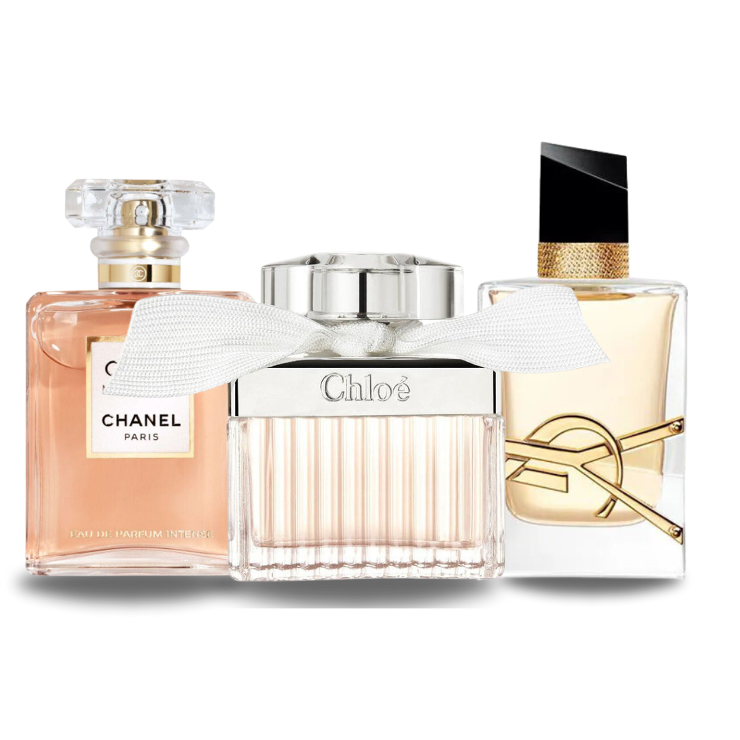 Combo de 3 Perfumes Chanel COCO MADEMOISELLE, Yves Saint Laurent LIBRE e CHLOÉ 100ml - Madrid Perfumes